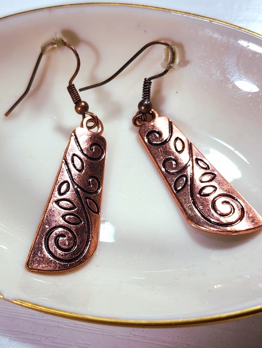 Copper-Tone Swirl Leaf Drop Earrings - Women Jewelry